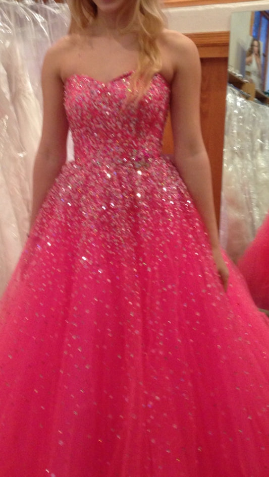 Classy Ball Gown Sweetheart Hot Pink Prom Dresses Long Party Dress 18th Birthday Outfit Graduation Dress RB1048