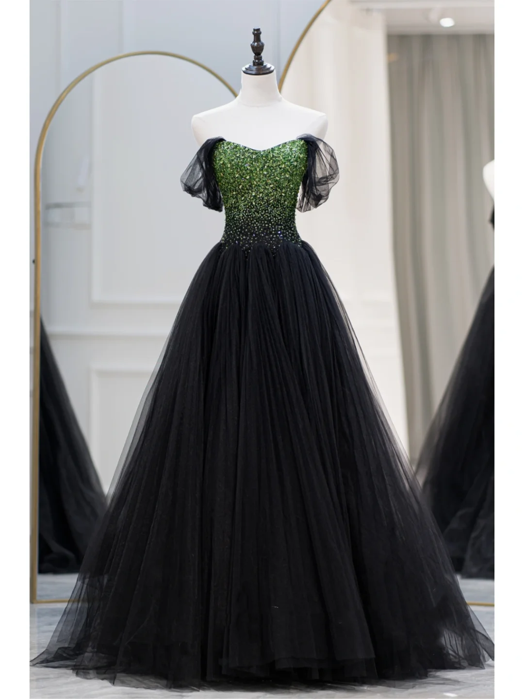Charming Ball Gown Off The Shoulder Black Prom Dresses Long 18th Birthday Outfit Senior High School Dance Party Dress RB1062