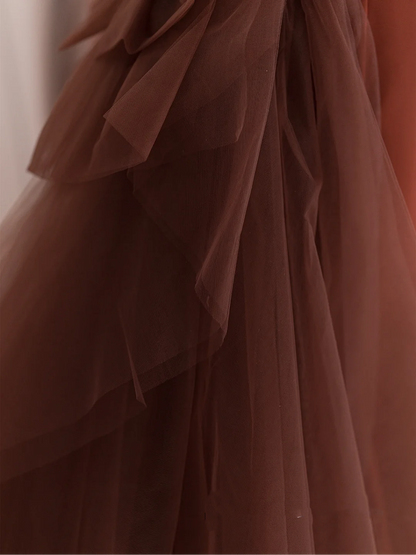 Robe de bal longue en satin plissé rouge rouille, style sirène, sans bretelles, tendance et modeste, idéale pour les lycées et les lycées (RB1076)