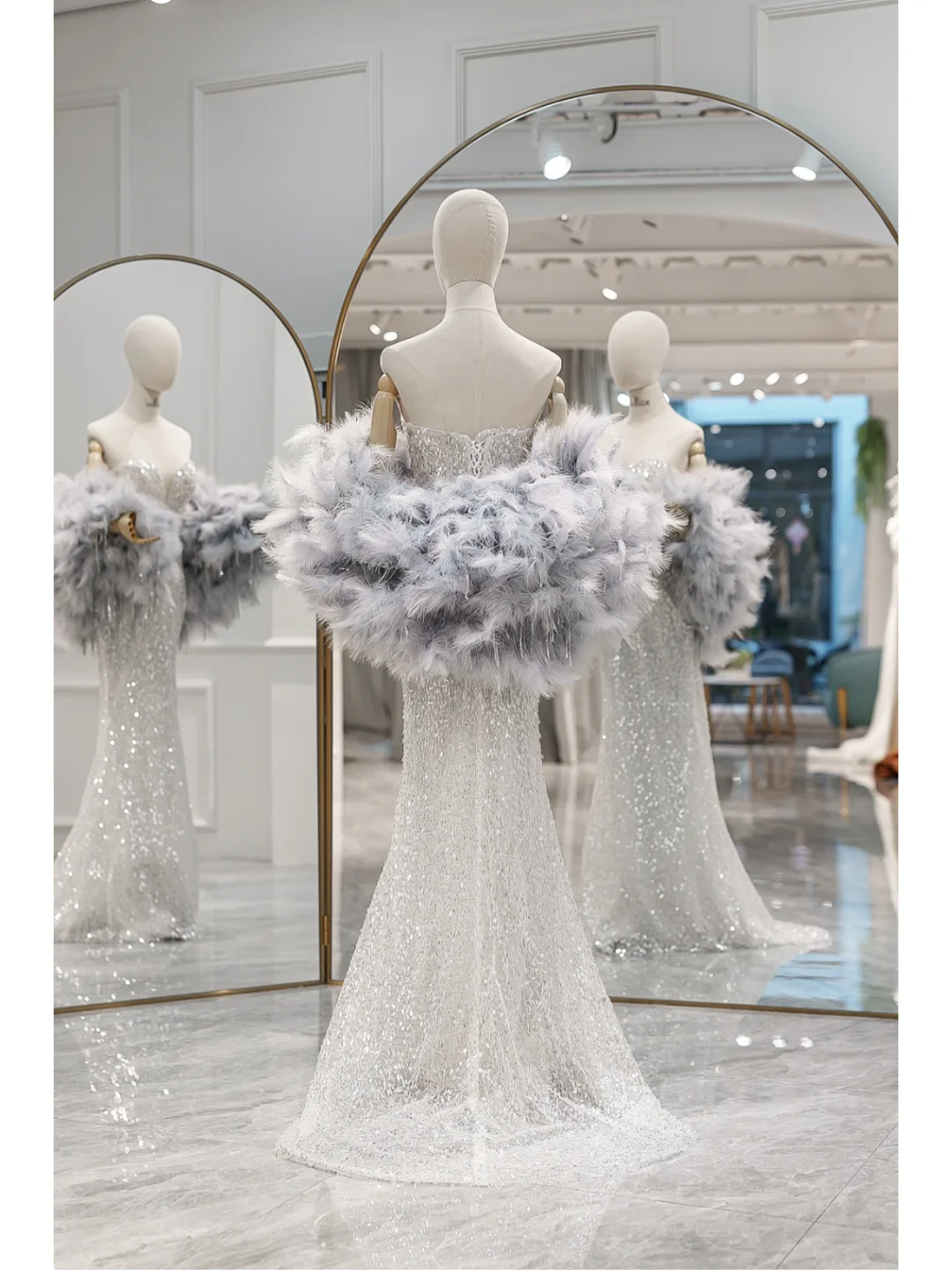 Robe de bal sirène modeste à paillettes argentées et décolleté en cœur, longue, tenue de soirée, d'anniversaire, de remise de diplôme, pour adolescentes, RB1080