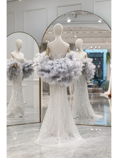 Robe de bal sirène modeste à paillettes argentées et décolleté en cœur, longue, tenue de soirée, d'anniversaire, de remise de diplôme, pour adolescentes, RB1080