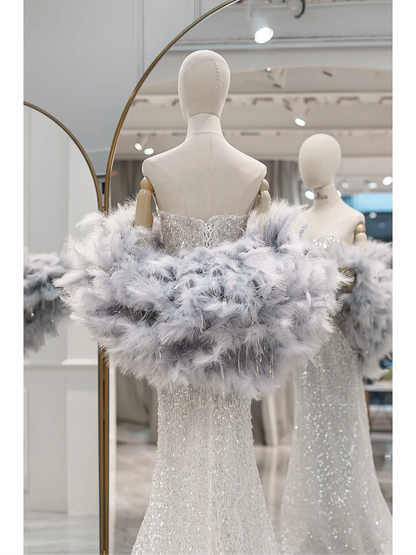 Robe de bal sirène modeste à paillettes argentées et décolleté en cœur, longue, tenue de soirée, d'anniversaire, de remise de diplôme, pour adolescentes, RB1080