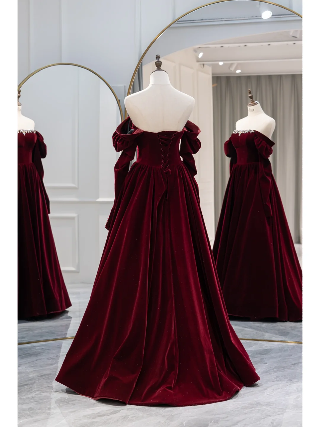 Robe de bal modeste sans bretelles en velours bordeaux, robe de bal longue, tenue de soirée, d'anniversaire, de remise de diplôme, pour adolescentes, RB1088