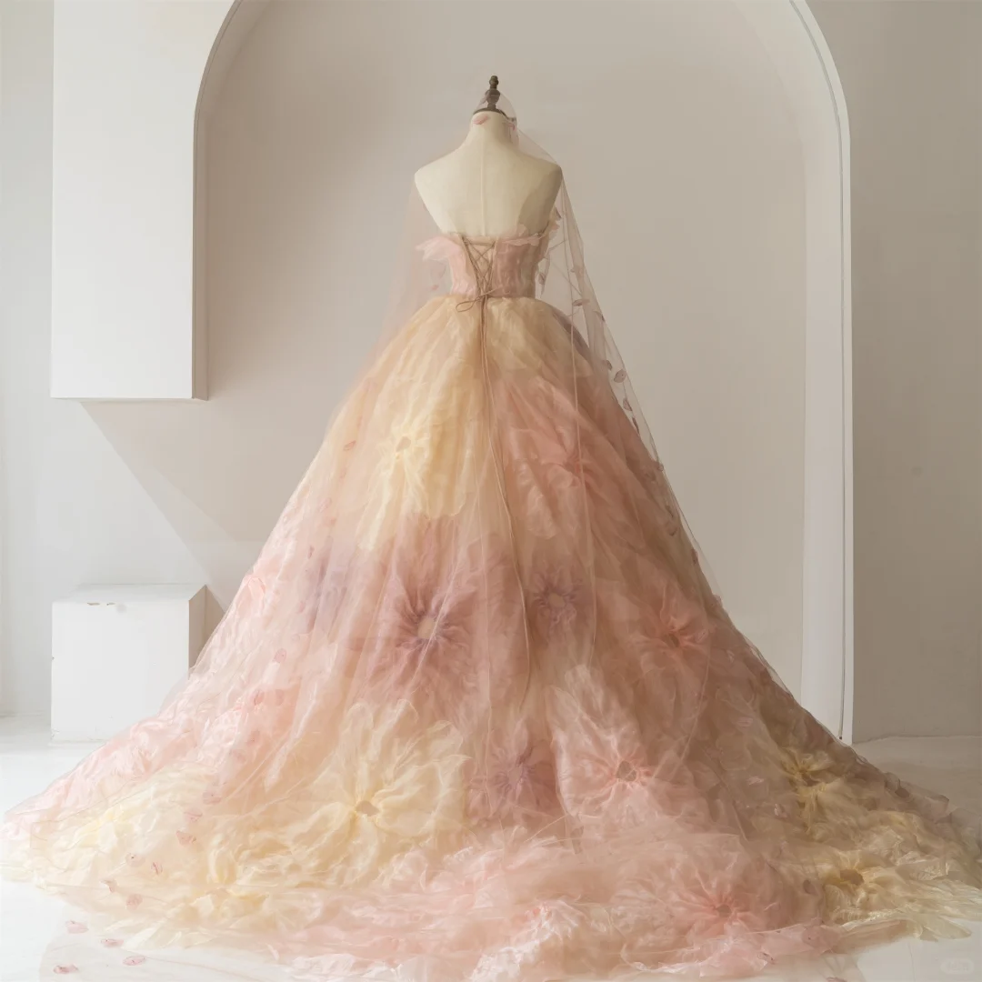 Robe de bal bustier rose à fleurs, longue, en tulle, pour Quinceanera, pour anniversaire, 15 et 16 ans, RB1089