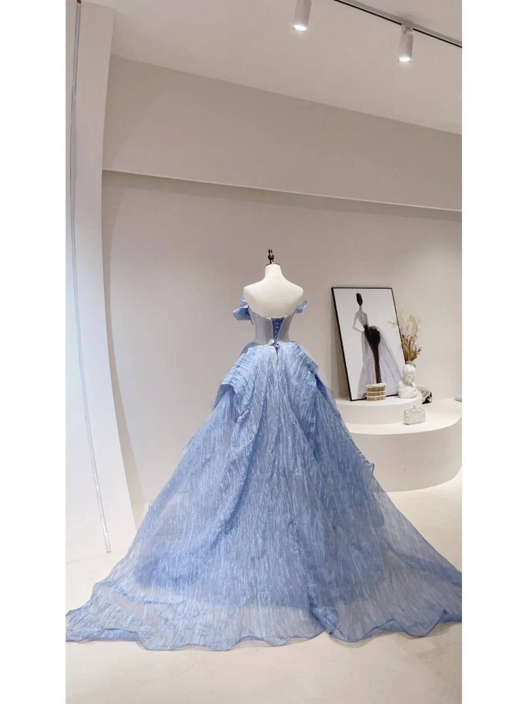 Unique Ball Gown Sweetheart Blue Long Prom Dresses Reveal Inspiration Party Dress 16th Birthday Outfits Graduation Dress RB1093