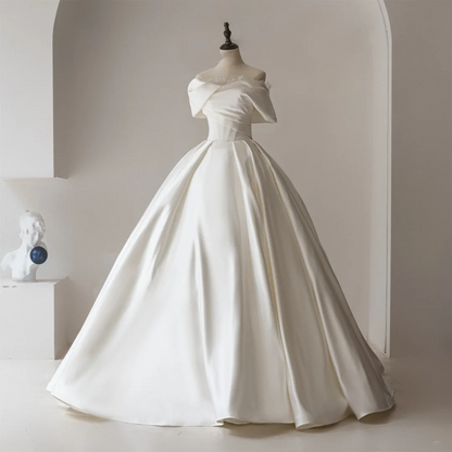 Robe de mariée longue en dentelle blanche, style corset, épaules dénudées et modeste, RB1100