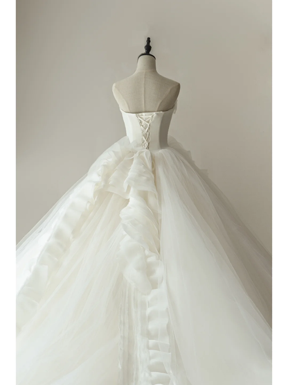 Robe de mariée élégante et modeste, bustier, ajustée, en dentelle blanche, style corset, longue, RB1103