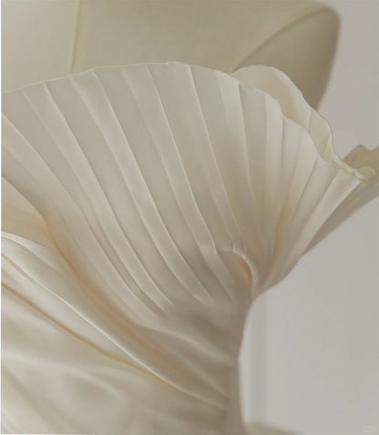 Robe de mariée bustier en satin plissé, style robe de bal modeste, ajustée, corset, longue, RB1107