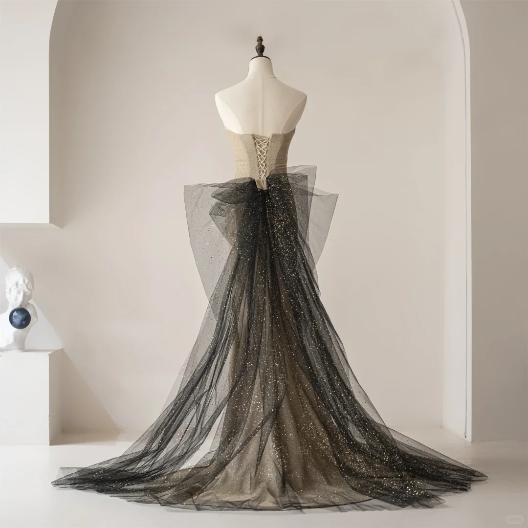 Robe de bal sirène bustier à paillettes champagne, tenue de soirée longue pour 18e anniversaire, robe de remise de diplôme pour adolescentes, RB1112