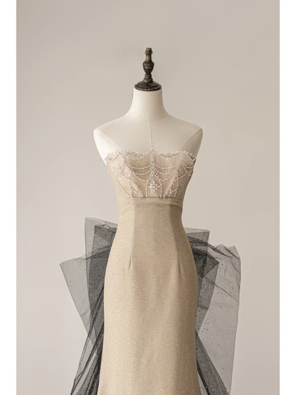 Robe de bal sirène bustier à paillettes champagne, tenue de soirée longue pour 18e anniversaire, robe de remise de diplôme pour adolescentes, RB1112