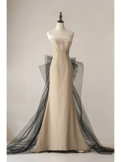 Robe de bal sirène bustier à paillettes champagne, tenue de soirée longue pour 18e anniversaire, robe de remise de diplôme pour adolescentes, RB1112