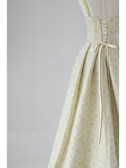 Robe de bal mignonne à col carré et paillettes jaunes, robe de bal longue, tenue de soirée, d'anniversaire, de remise de diplôme, pour adolescentes, RB1121