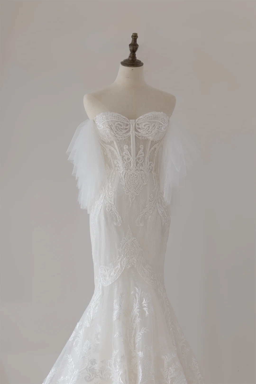 Pretty Mermaid Sweetheart White Fitted Lace Corset Wedding Dress Long Bridal Gown Wedding Gowns RB1132