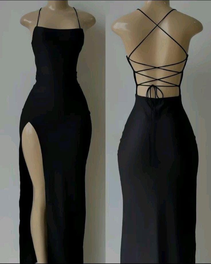 Modest Mermaid Spaghetti Straps Black Prom Dresses Inspiration Slit Prom Dress Graduation Dress RB1147