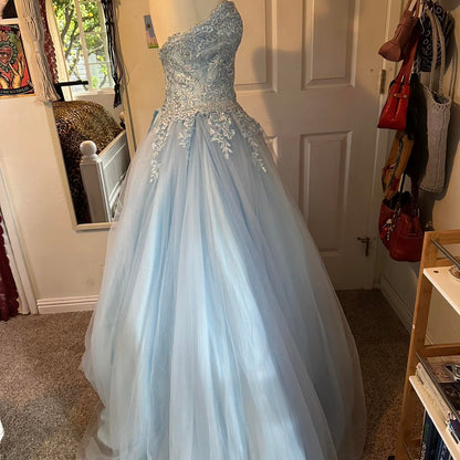 Robe de bal unique, décolleté en cœur, bleu ciel clair, longue, robe de bal, révélant l'inspiration, robe de soirée, tenue d'anniversaire, robe de remise de diplôme, RB1184