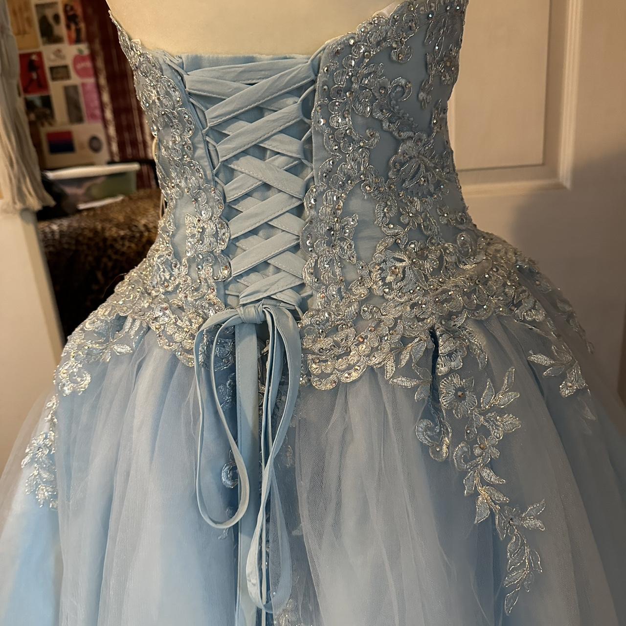 Robe de bal unique, décolleté en cœur, bleu ciel clair, longue, robe de bal, révélant l'inspiration, robe de soirée, tenue d'anniversaire, robe de remise de diplôme, RB1184