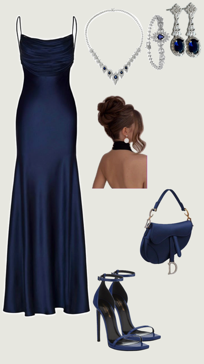 Robe de bal longue bleu marine à bretelles spaghetti et sirène sexy, tenue de soirée pour 21e anniversaire, robe de remise de diplôme RB1199