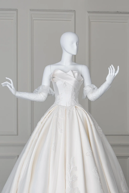 Modest Ball Gown Sweetheart With Long Sleeves Fitted Lace Corset Wedding Dress Long Bridal Gown Wedding Dresses RB1207