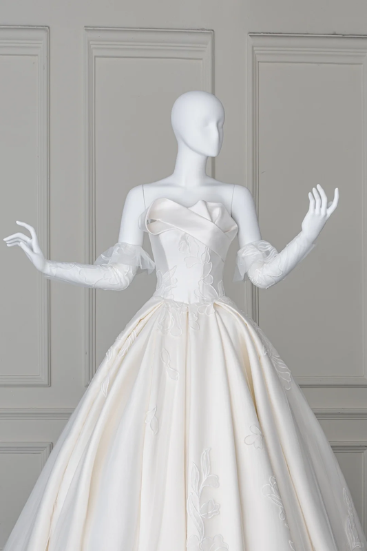 Modest Ball Gown Sweetheart With Long Sleeves Fitted Lace Corset Wedding Dress Long Bridal Gown Wedding Dresses RB1207