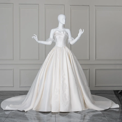 Modest Ball Gown Sweetheart With Long Sleeves Fitted Lace Corset Wedding Dress Long Bridal Gown Wedding Dresses RB1207