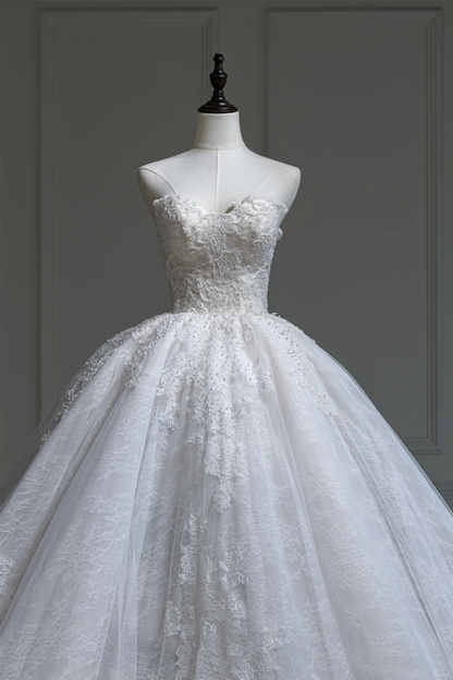 Charmante robe de bal décolleté en cœur blanc ajusté en dentelle corset robe de mariée longue robe de mariée robes de mariée RB1213