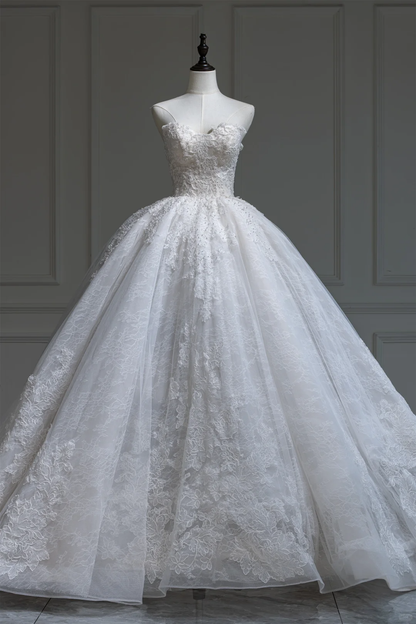 Charmante robe de bal décolleté en cœur blanc ajusté en dentelle corset robe de mariée longue robe de mariée robes de mariée RB1213