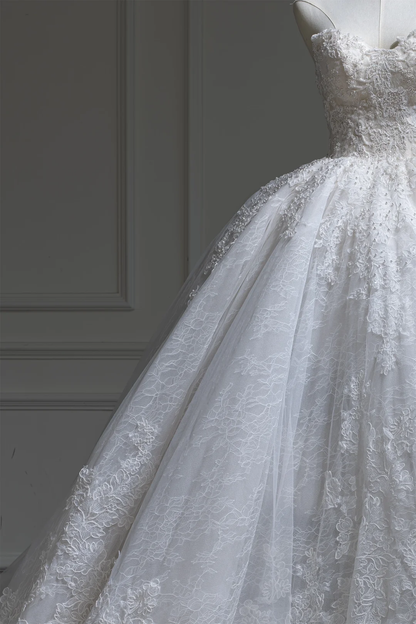 Charmante robe de bal décolleté en cœur blanc ajusté en dentelle corset robe de mariée longue robe de mariée robes de mariée RB1213
