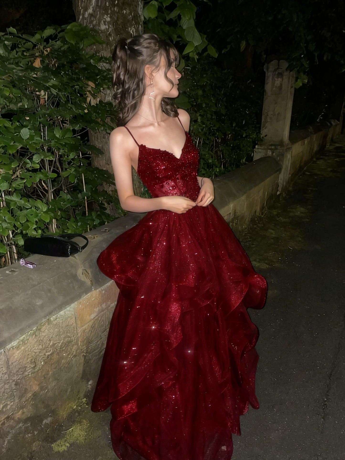 Chic Ball Gown Spaghetti Straps Navy Blue Tulle Long Prom Dresses Inspiration Party Dress Prom Gowns RB1295