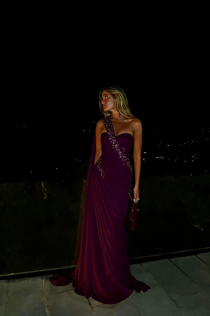 Robe de bal sirène asymétrique en mousseline de soie rose clair, tenue de soirée longue pour 18e anniversaire, RB1344