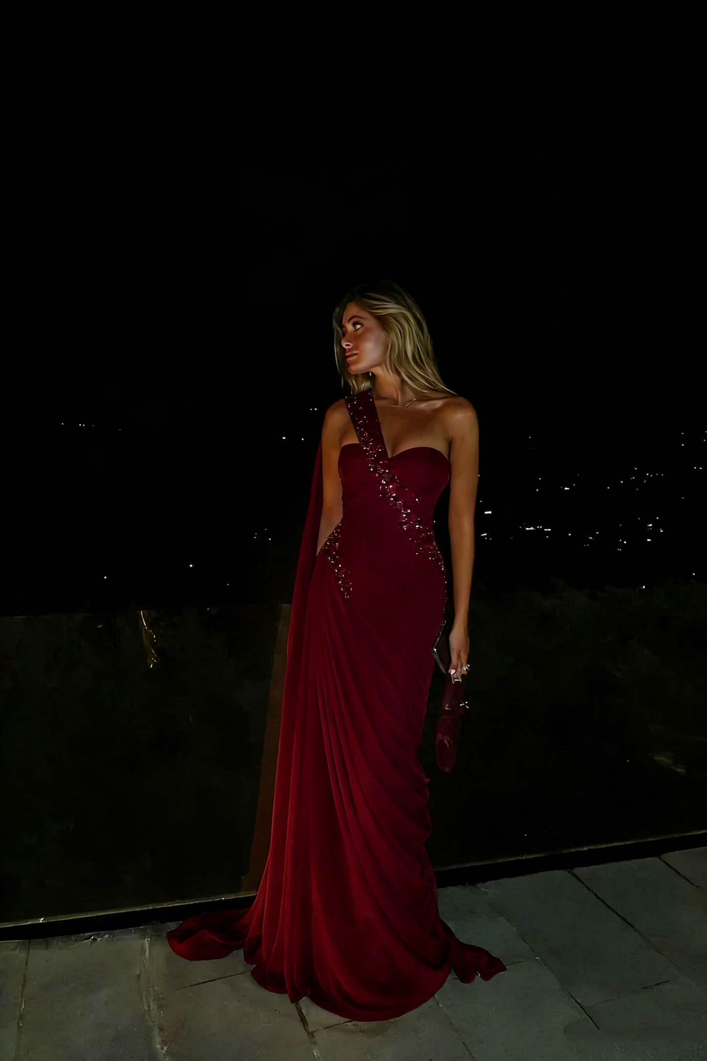 Robe de bal sirène asymétrique en mousseline de soie rose clair, tenue de soirée longue pour 18e anniversaire, RB1344