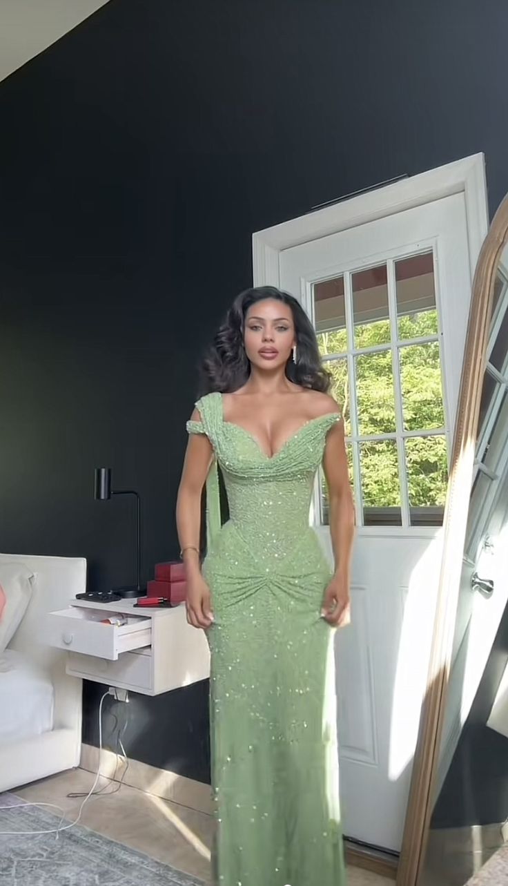 Elegant Mermaid Sweetheart Sequin Mint Green Prom Dresses For Teens Formal Dress Party Outfits Prom Gown RB1964
