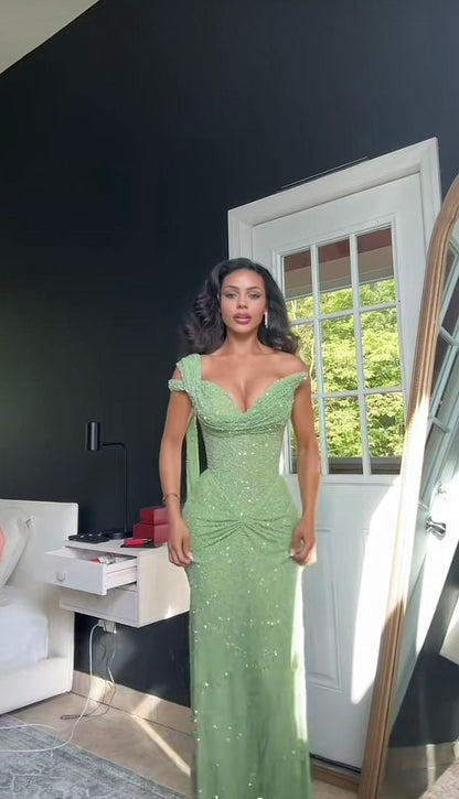 Elegant Mermaid Sweetheart Sequin Mint Green Prom Dresses For Teens Formal Dress Party Outfits Prom Gown RB1964
