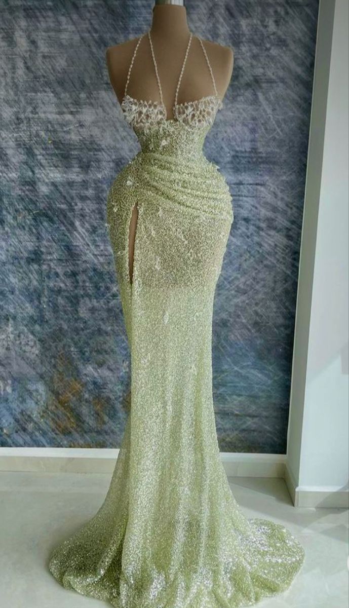 Robe de bal sirène glamour à paillettes, décolleté en cœur, vert sauge, fendue, tenue de fête pour 20e anniversaire, robe de remise de diplôme, RB1447
