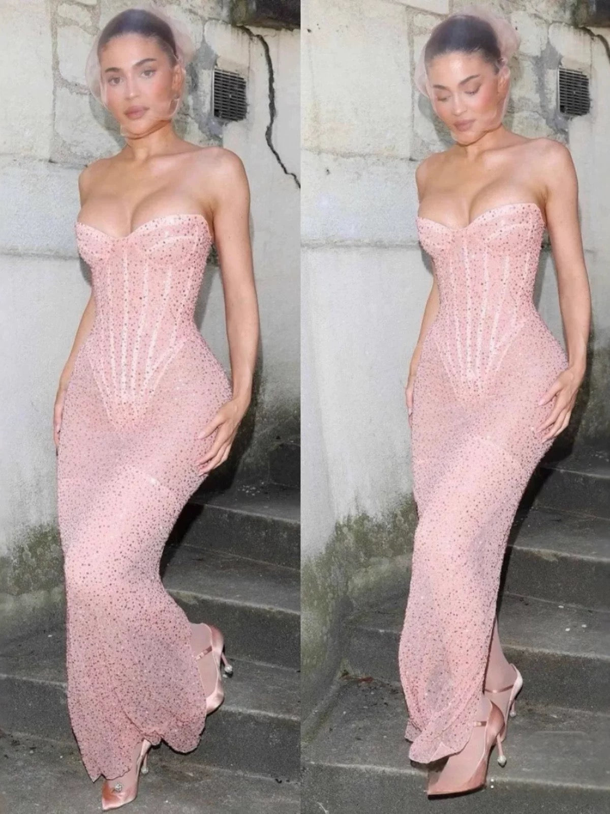 Robe de bal sirène élégante à paillettes roses et décolleté en cœur, tenue pour un 21e anniversaire, robe de remise de diplôme RB1499