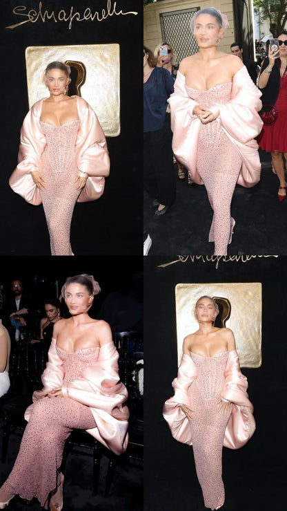 Robe de bal sirène élégante à paillettes roses et décolleté en cœur, tenue pour un 21e anniversaire, robe de remise de diplôme RB1499