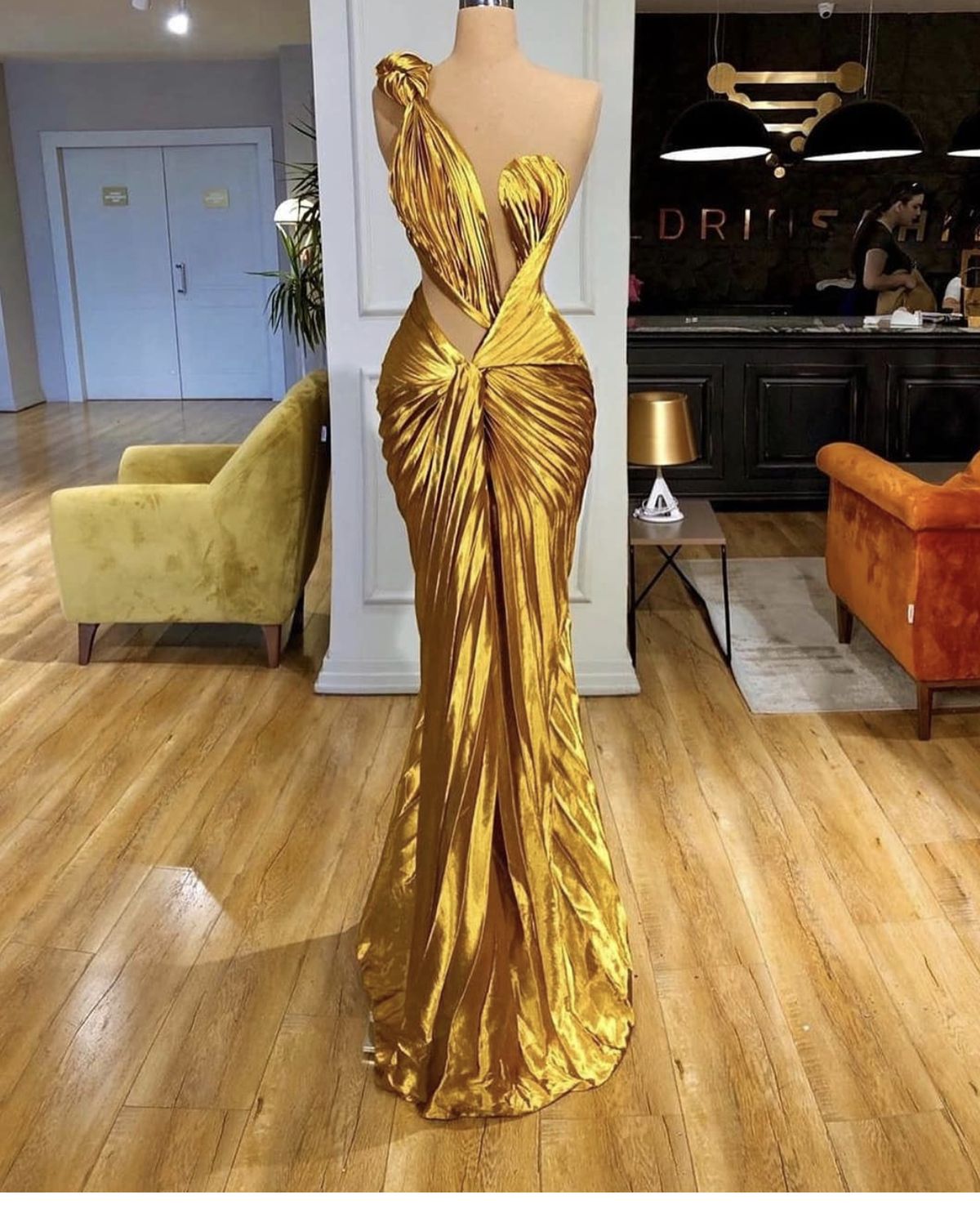 Robe de bal longue en satin jaune, asymétrique, style sirène chic, à volants, tenue pour 20e anniversaire, RB1544