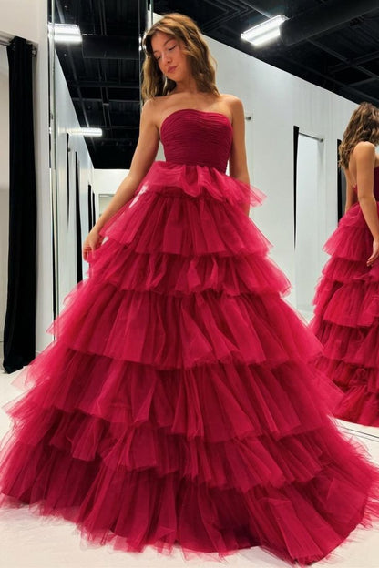 Robe de bal modeste sans bretelles en tulle, longue, tenue de bal impressionnante pour un 18e anniversaire, robe de bal RB1586