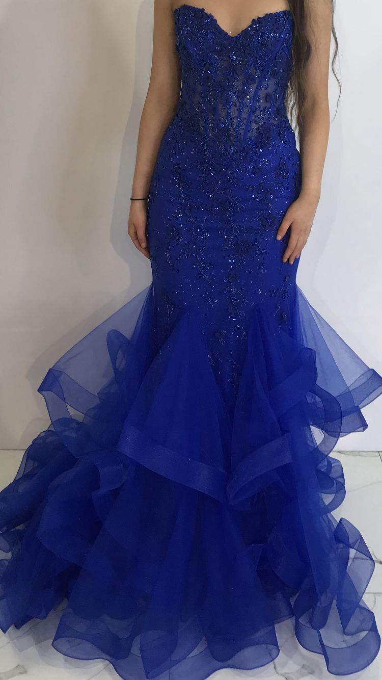 Elegant Mermaid Sweetheart Royal Blue Beaded Lace Long Prom Dresses 22th Birthday Outfits Prom Gown RB1590