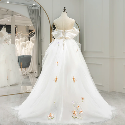 Superbe robe de bal à épaules dénudées, corset ajusté, robe de mariée en tulle, longue robe de mariée blanche, RB1593