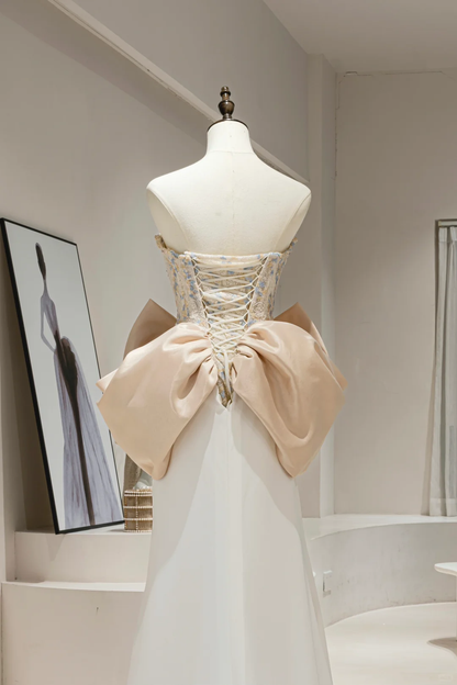 Robe de mariée sirène romantique en satin, décolleté en cœur, corset ajusté, longue robe de mariée, RB1596