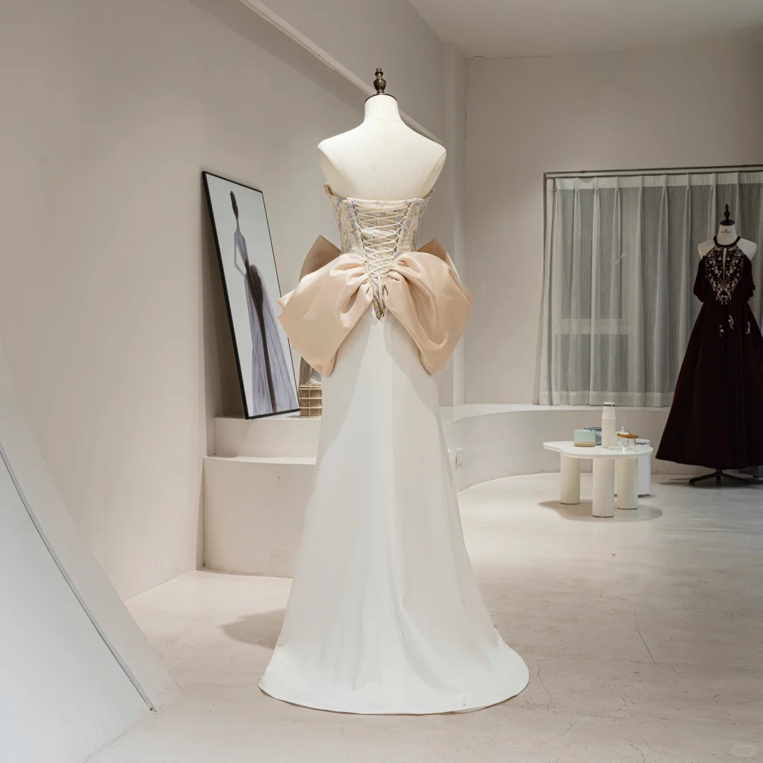 Robe de mariée sirène romantique en satin, décolleté en cœur, corset ajusté, longue robe de mariée, RB1596