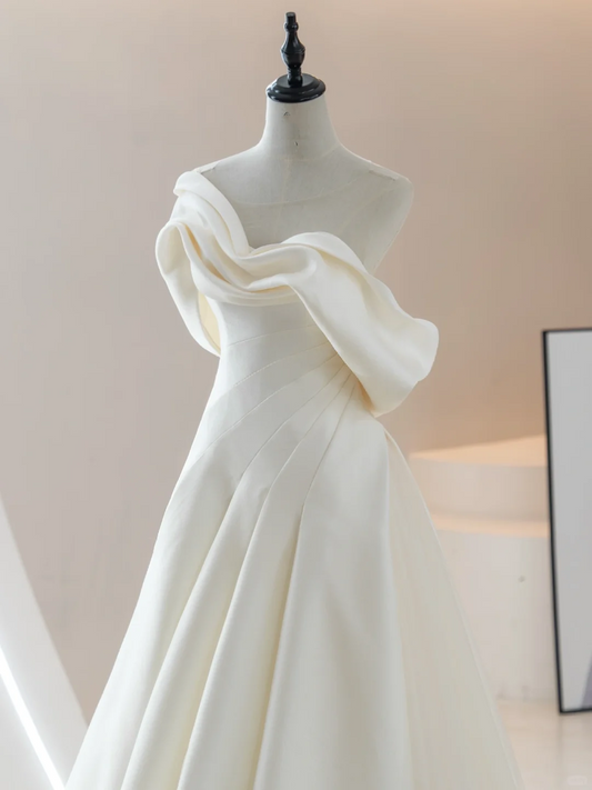 Stunning Ball Gown Off The Shoulder Fitted Corset Satin Wedding Dress Long Bridal Gown Wedding Gowns RB1603
