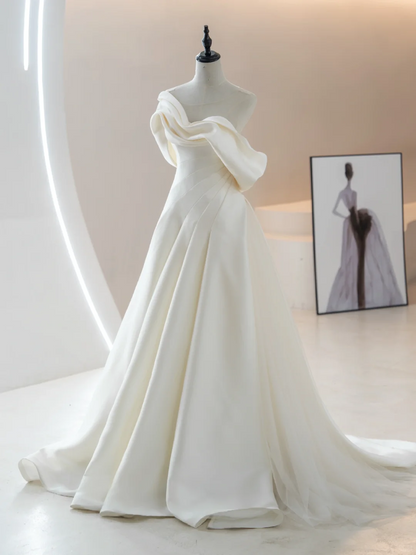 Stunning Ball Gown Off The Shoulder Fitted Corset Satin Wedding Dress Long Bridal Gown Wedding Gowns RB1603