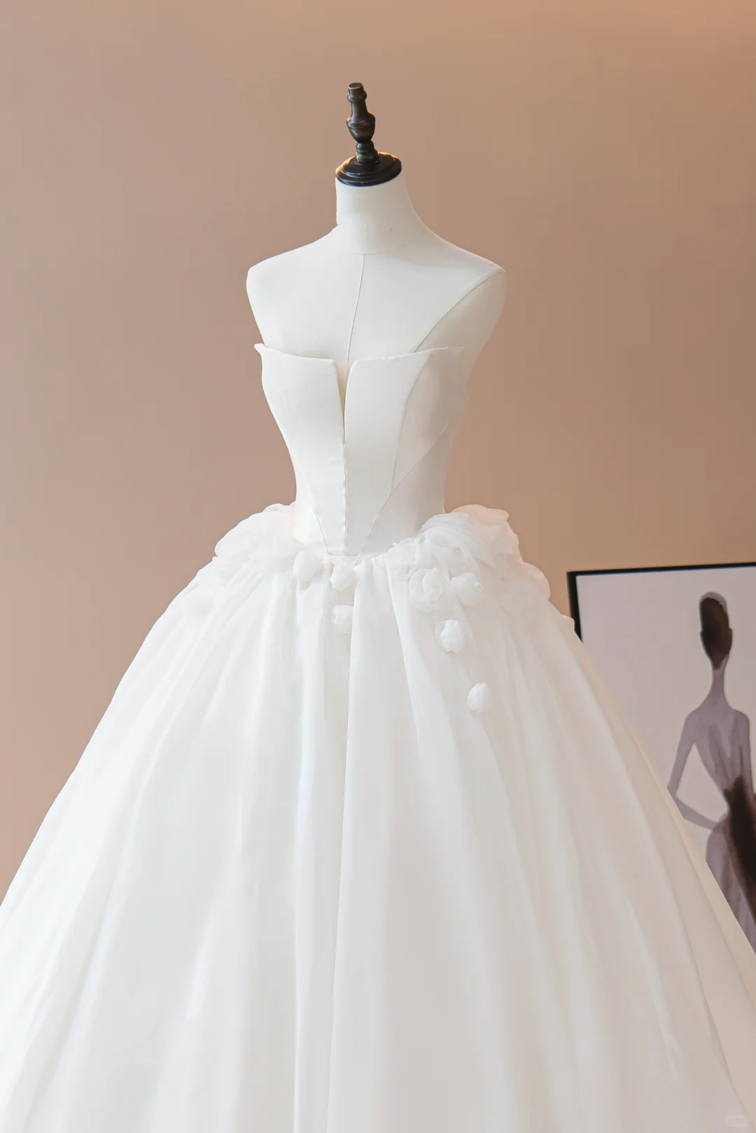 Robe de mariée princesse sans bretelles, sans manches, en tulle, longue et ajustée, blanche, RB1608