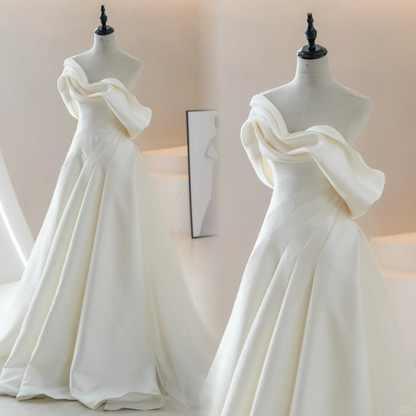Stunning Ball Gown Off The Shoulder Fitted Corset Satin Wedding Dress Long Bridal Gown Wedding Gowns RB1603