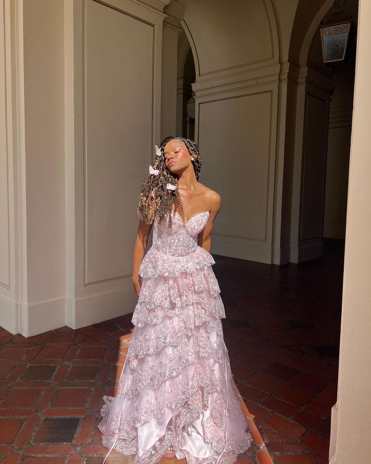 Robe de bal longue en dentelle rose, décolleté en cœur, tenue de bal impressionnante pour un 21e anniversaire, RB1673