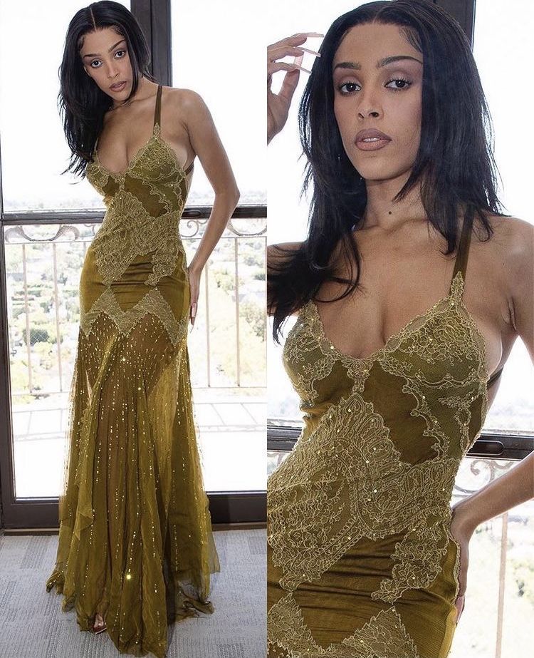 Robe de bal longue dos nu en dentelle vert olive, style princesse sirène, tenue de bal pour un 20e anniversaire, RB1679