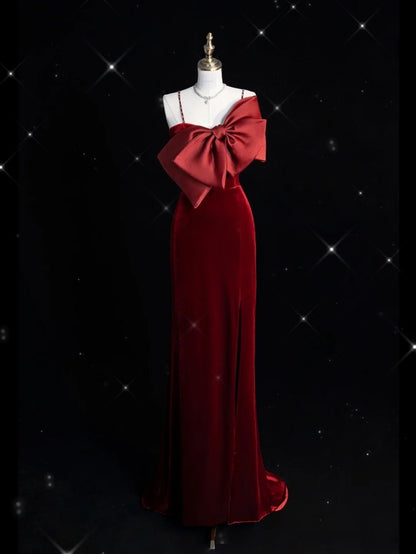 Princess Sheath Spaghetti Straps Burgundy Velvet Prom Dresses Impress 16 Birthday Outfits Prom Gown RB1680
