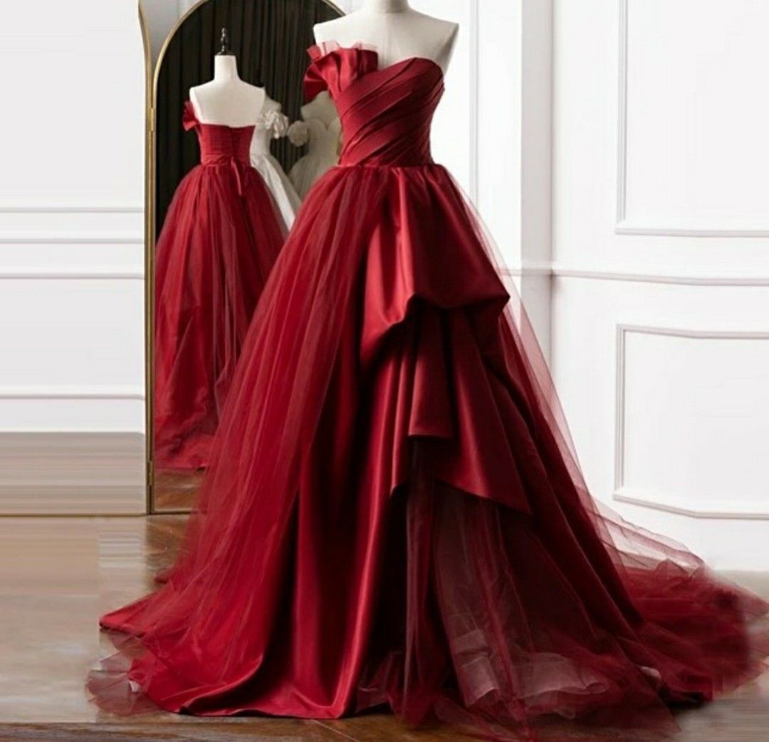 Robe de bal princesse bustier rouge longue, tenue de bal impressionnante pour 16 ans, RB1690