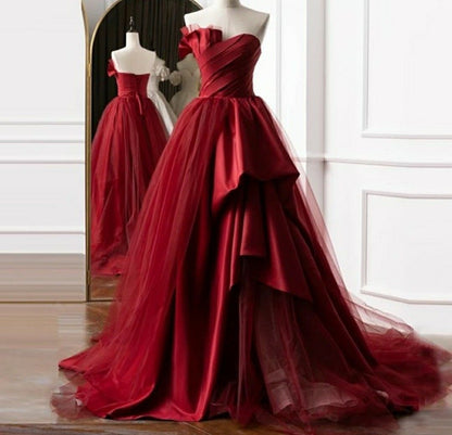 Robe de bal princesse bustier rouge longue, tenue de bal impressionnante pour 16 ans, RB1690